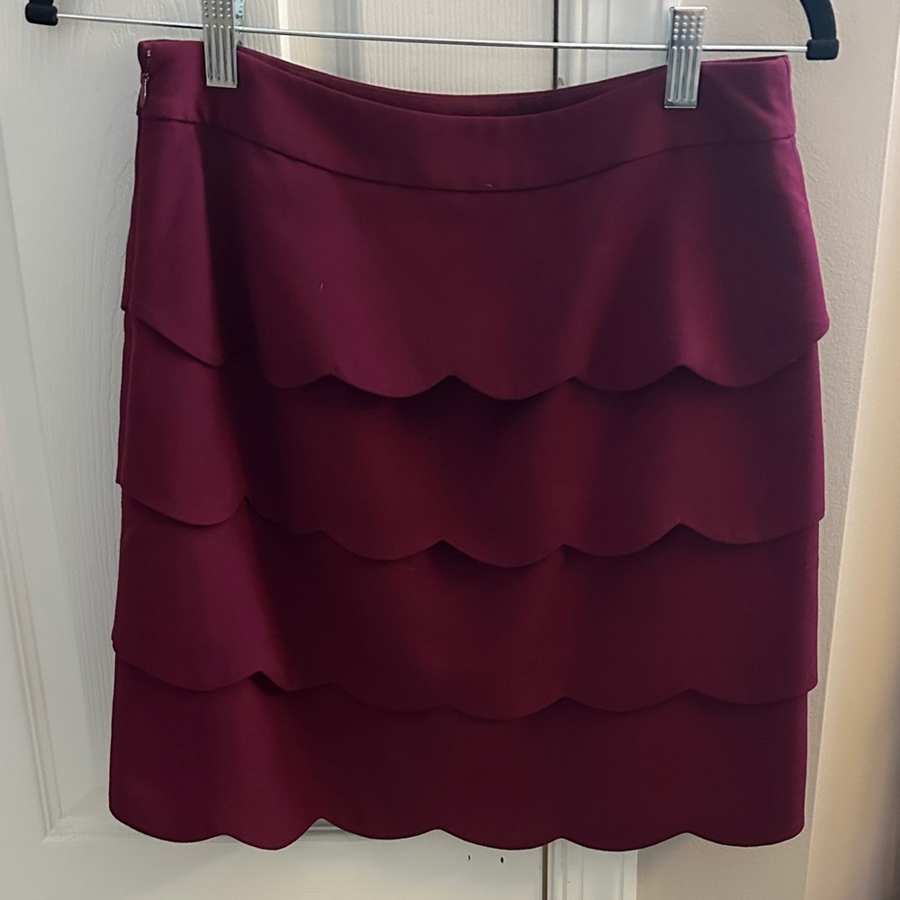 LOFT Deep Red Layered Mini Skirt